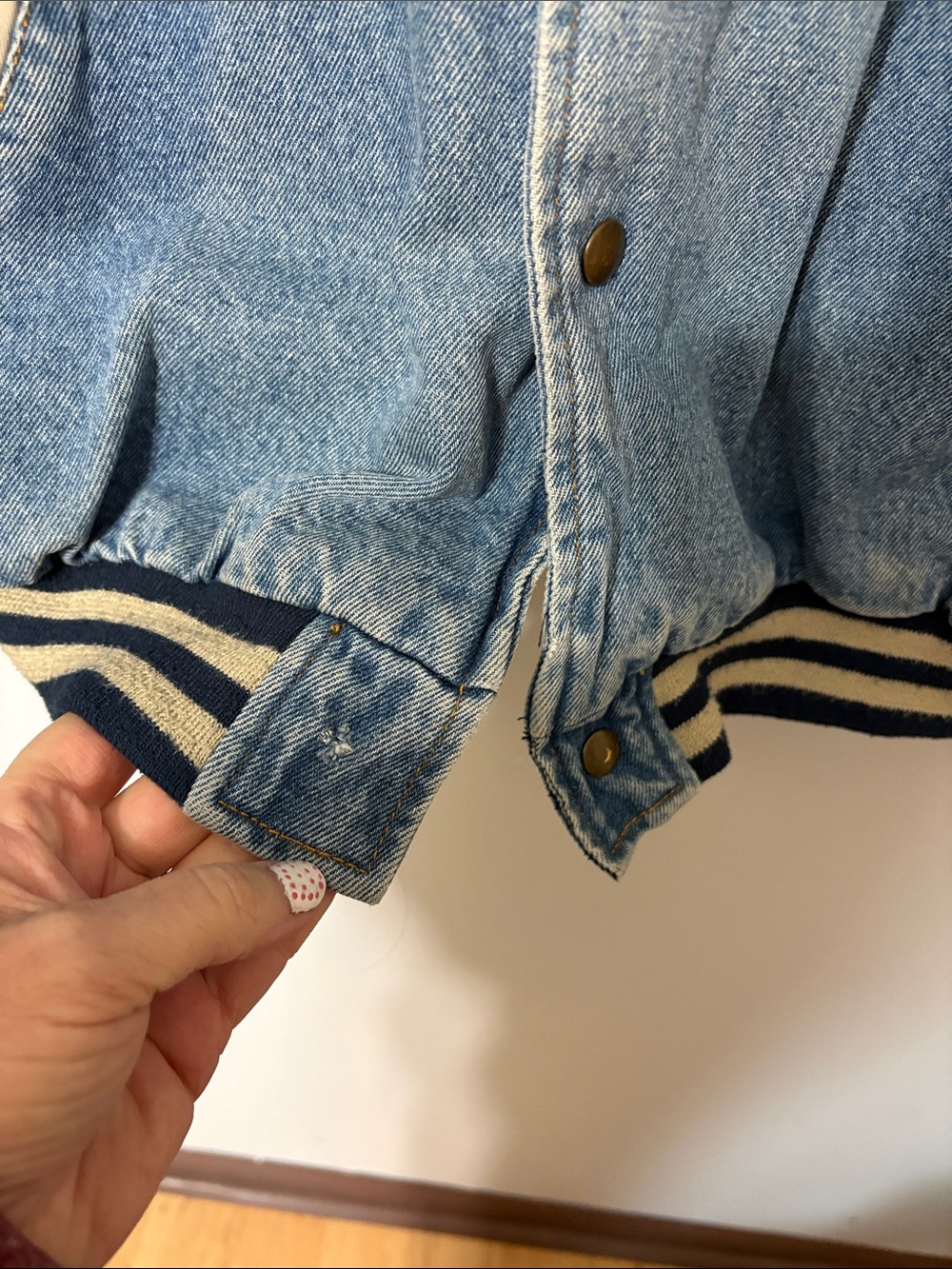 Vintage Ohio State Buckeyes Denim Varsity Bomber Jacket Large NCAA Y2K - Picture 5 of 8